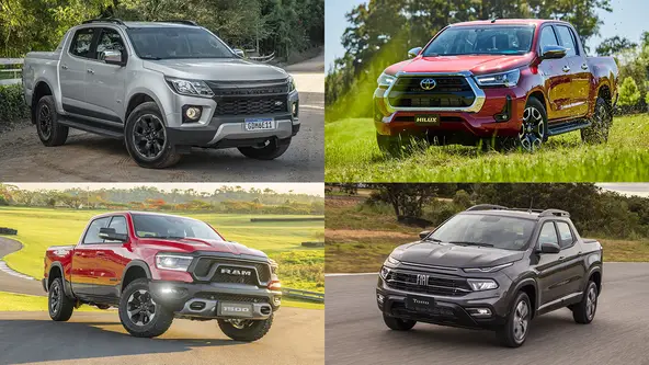 VW Amarok e Toyota Hilux tiveram o motor recalibrado, e a Toro quer perder fama de manca, mas nenhuma bate a brutalidade da Ram 1500