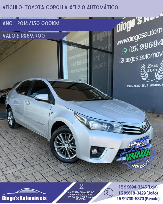 Carro Toyota Corolla 2016 2.0 XEi Multi-Drive S (Flex)