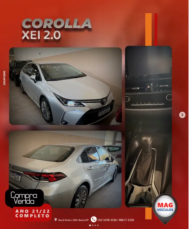 Carro Toyota Corolla 2022 XEi 2.0 Dynamic Force (Flex) (Aut)