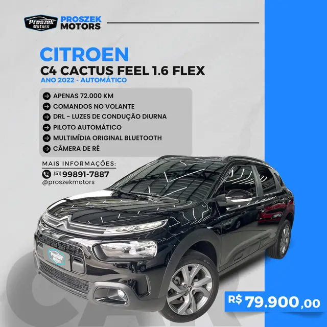 Carro Citroën C4 Cactus 2022 1.6 Feel Pack (Aut) (Flex)