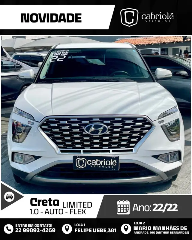 Carro Hyundai Creta 2022 Limited 1.0 Turbo (Aut) (Flex)