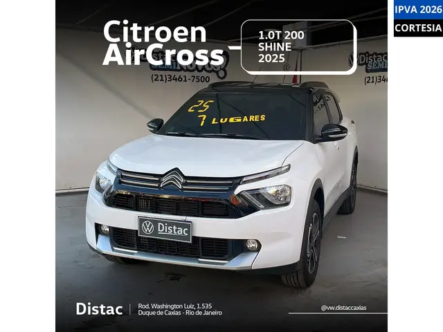 Carro Citroën C3 Aircross 2025 Shine 1.0 Flex Turbo 200 AT