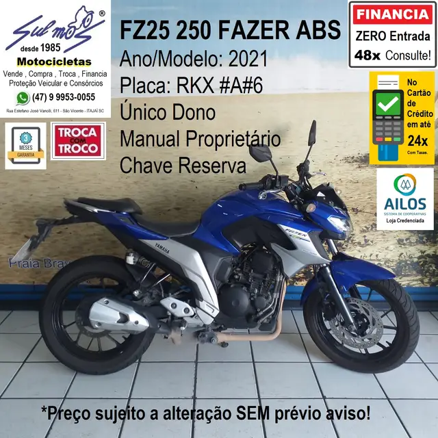 Moto Yamaha YS 250 Fazer 2021 ABS