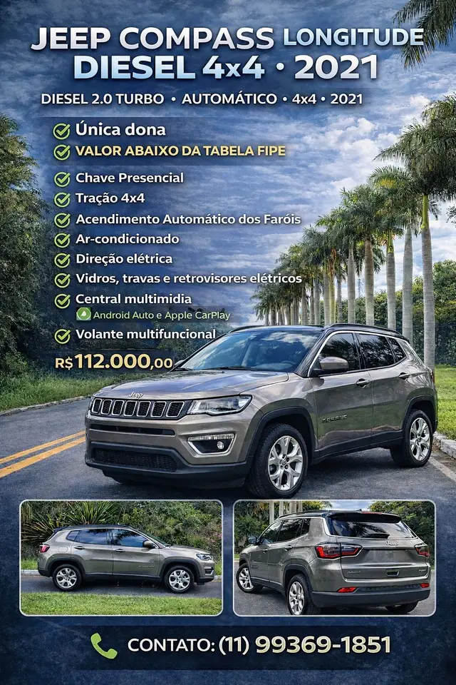 Carro Jeep Compass 2021 2.0 TDI Trailhawk 4x4 (Aut)