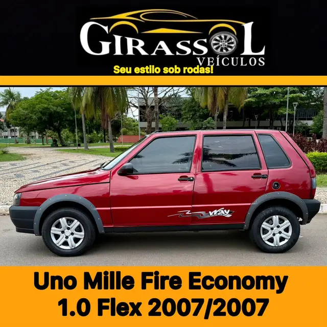 Carro Fiat Uno Mille 2007 Fire 1.0 (Flex)