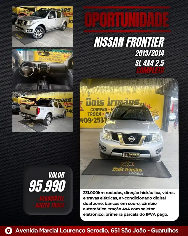 Carro Nissan Frontier 2014 2.5 TD CD 4x4 SL (Aut)