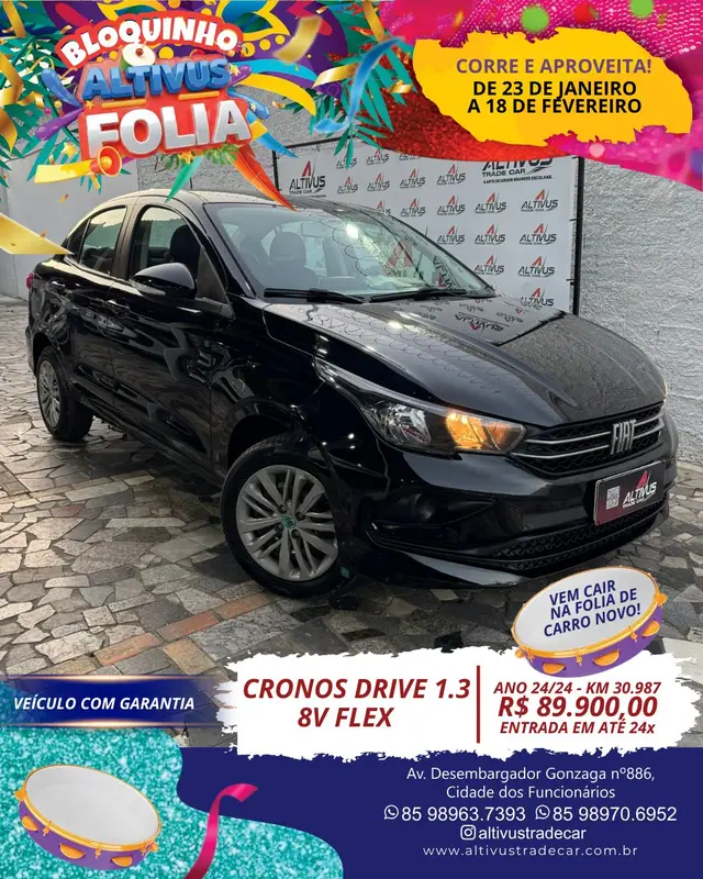 Carro Fiat Cronos 2024 Drive 1.3