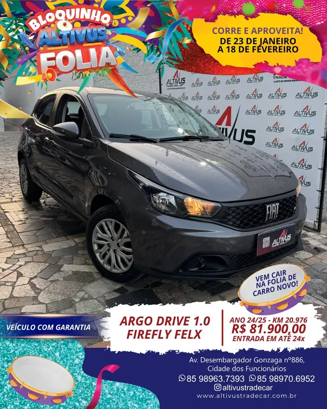 Carro Fiat Argo 2025 Drive 1.0