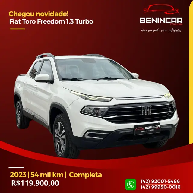 Carro Fiat Toro 2023 Freedom 1.3 T270 4x2 Flex Aut.
