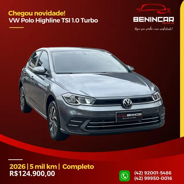 Carro Volkswagen Polo 2026 Highline TSI 1.0 Flex 12V Aut.