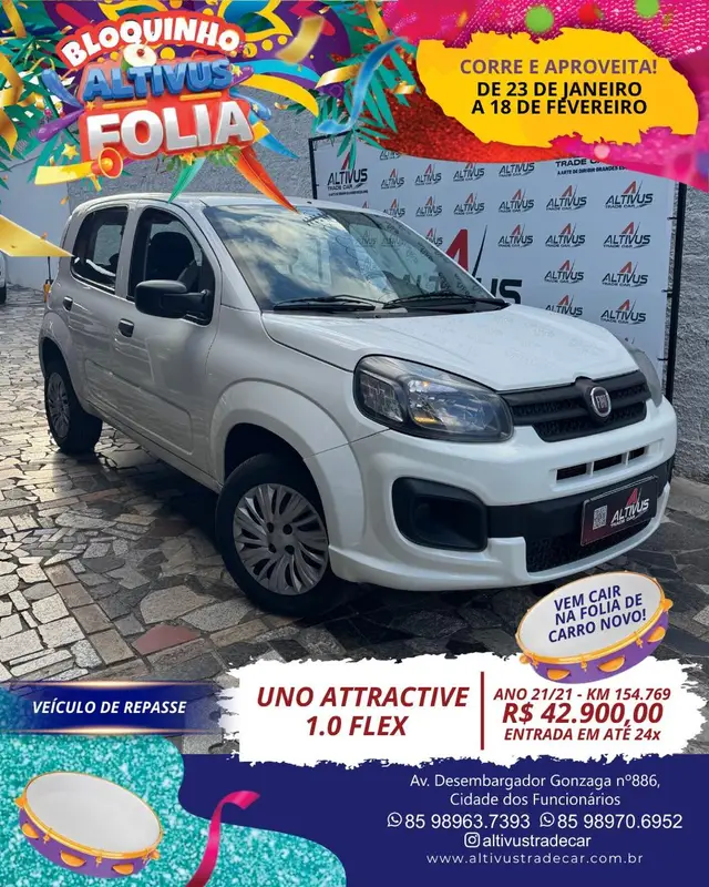 Carro Fiat Uno 2021 Attractive 1.0