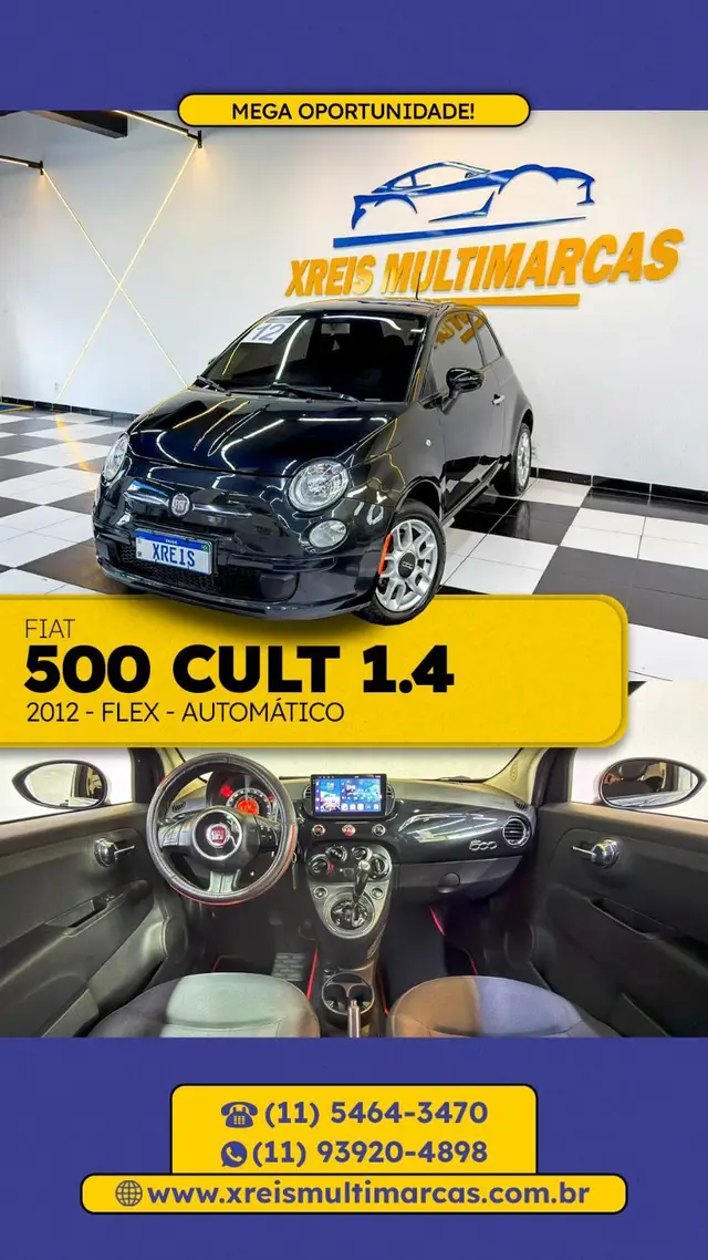 Carro Fiat 500 2012 Cult Dualogic 1.4 8V