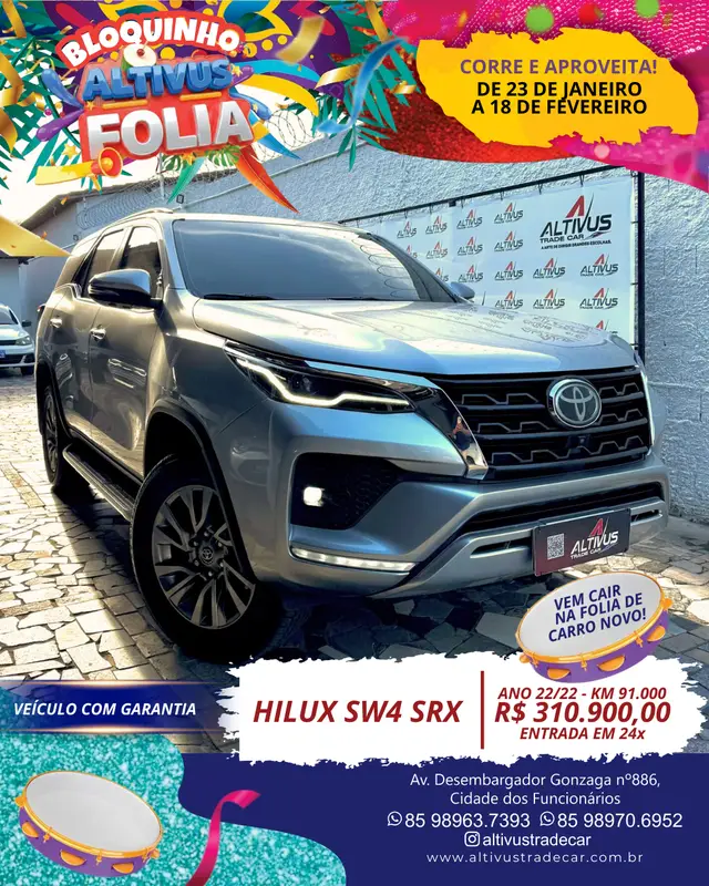 Carro Toyota SW4 2022 SRX 2.8 turbodiesel 5L 4x4 (Aut)