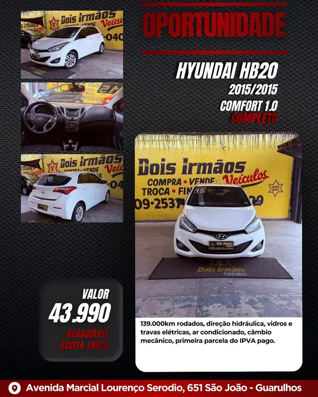 Carro Hyundai HB20 2015 1.0 Comfort (Flex)