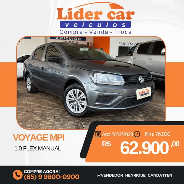 Carro Volkswagen Voyage 2023 1.0 MPI (Flex)