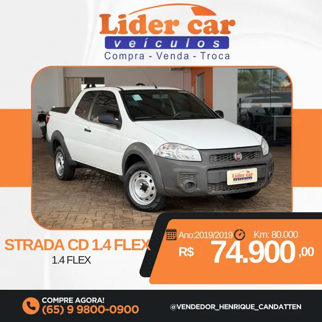 Carro Fiat Strada 2019 Hard Working 1.4 (Flex) (Cabine Dupla)