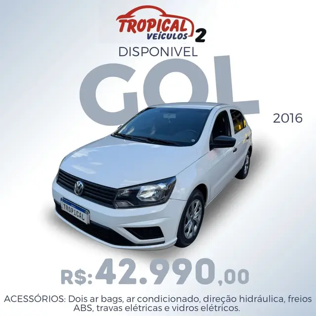 Carro Volkswagen Gol 2016 Trendline 1.0 T.Flex 8V 3p