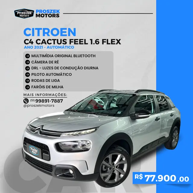 Carro Citroën C4 Cactus 2021 1.6 Feel Pack (Aut) (Flex)