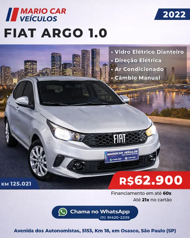 Carro Fiat Argo 2022 1.0