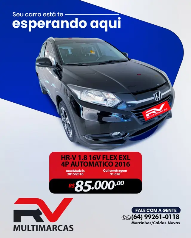 Carro Honda HR-V 2016 EXL CVT 1.8 I-VTEC FlexOne