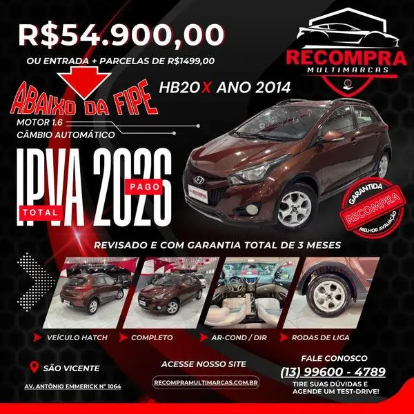 Carro Hyundai HB20X 2014 Premium 1.6 (Aut) (Flex)