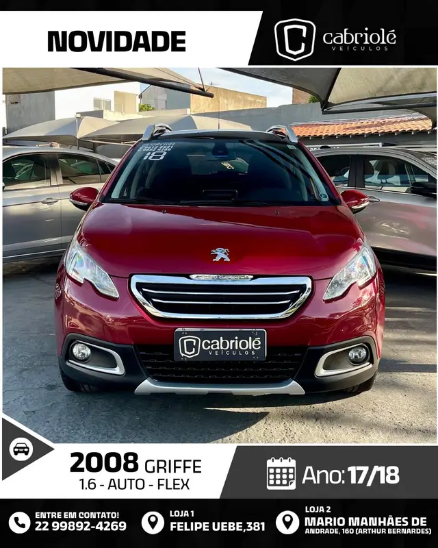 Carro Peugeot 2008 2018 Griffe 1.6 16V (Aut) (Flex)