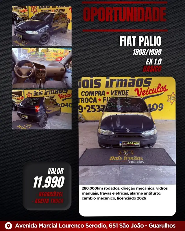 Carro Fiat Palio 1999 EX 1.0 MPi