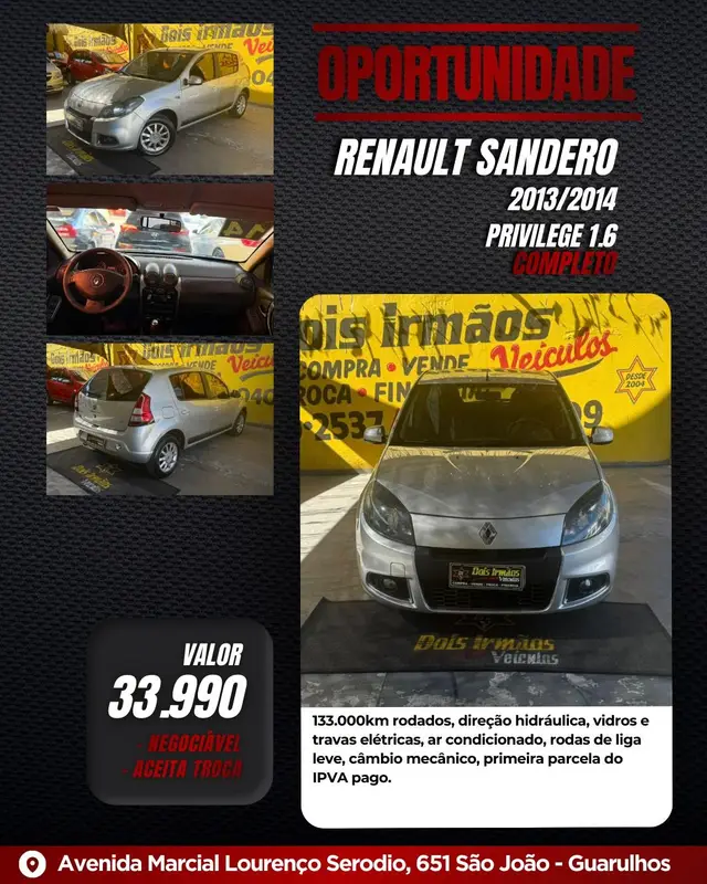Carro Renault Sandero 2014 Privilège 1.6 8V (flex)