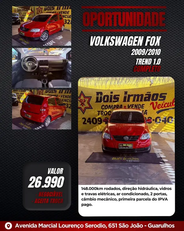 Carro Volkswagen Fox 2010 Plus 1.0 8V (Flex) 2p