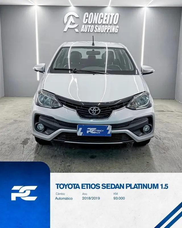 Carro Toyota Etios Sedan 2019 Platinum 1.5 (Aut) (Flex)