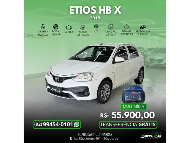 Carro Toyota Etios 2018 X 1.3 (Flex)