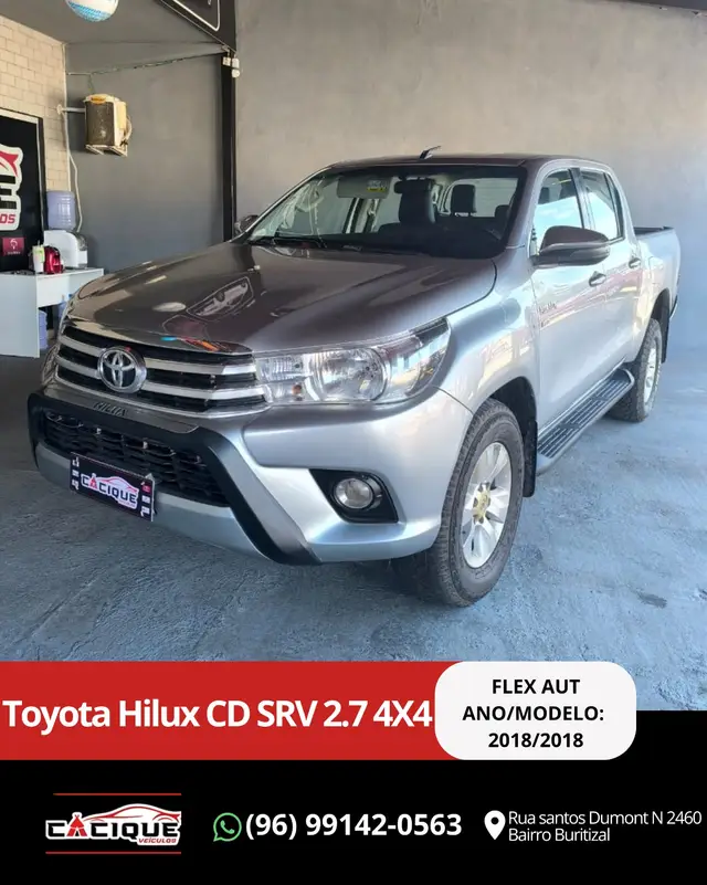Carro Toyota Hilux Cabine Dupla 2018 Hilux 2.7 SRV CD 4x4 (Flex) (Aut)