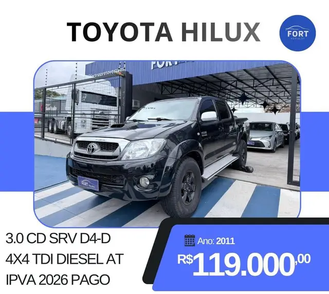 Carro Toyota Hilux Cabine Dupla 2011 Hilux SRV 4X4 3.0 (cab dupla) (aut)