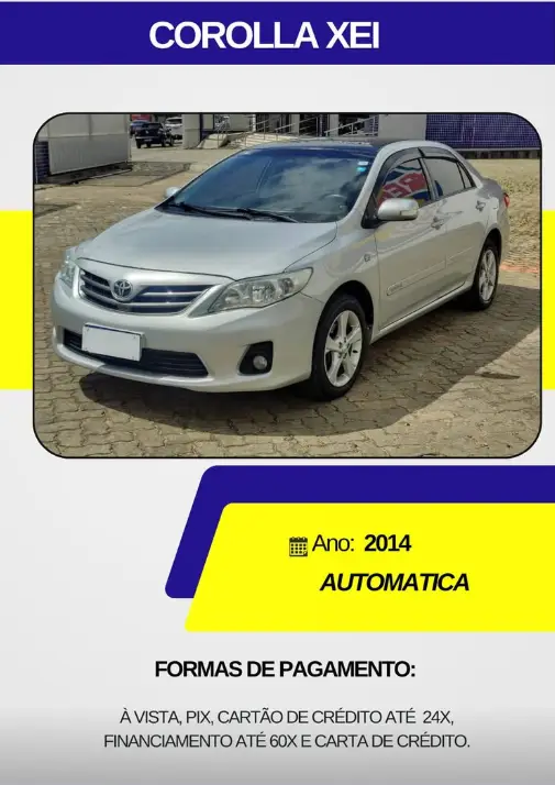 Carro Toyota Corolla 2014 Sedan 1.8 Dual VVT-i XLI (flex)