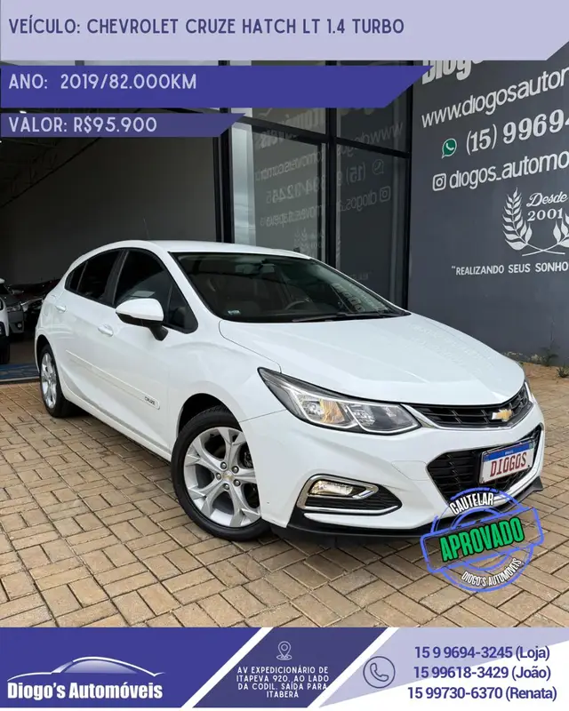 Carro Chevrolet Cruze 2019 HB Black Bow Tie 1.4 TB Flex Aut.