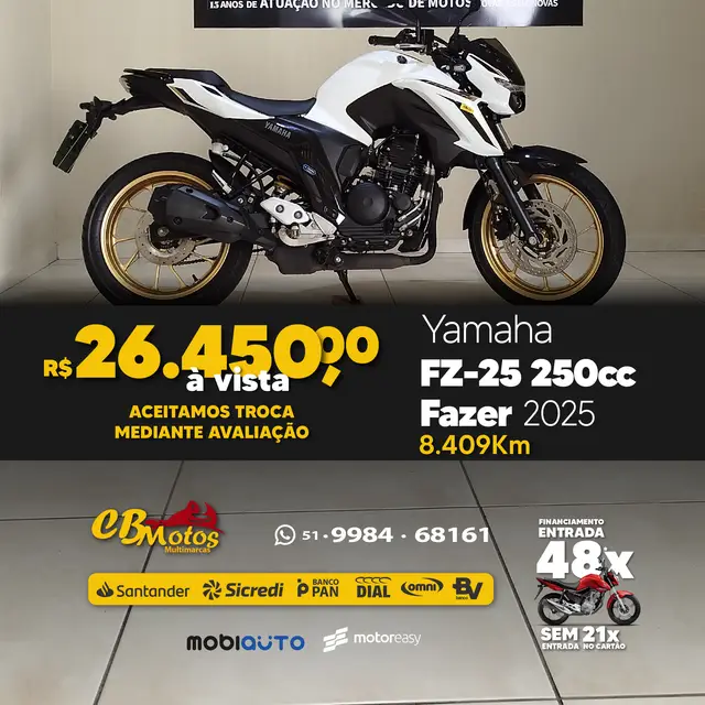 Moto Yamaha Fazer FZ25 2025 Connected