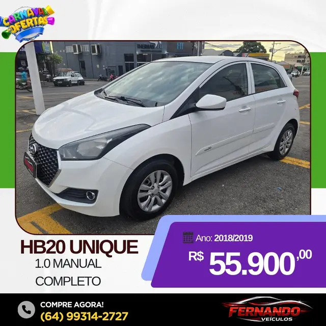 Carro Hyundai HB20 2019 1.0 Unique (Flex)