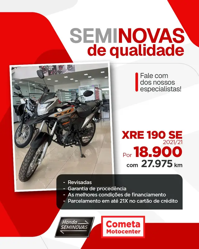 Moto Honda XRE 190 2021 Adventure (Flex)