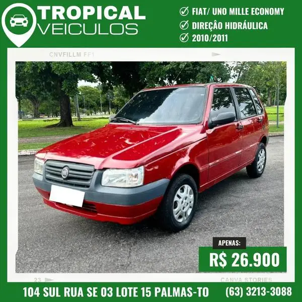 Carro Fiat Uno Mille 2011 Fire Economy 1.0 (Flex) 4p