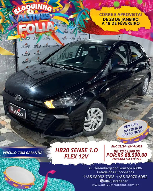 Carro Hyundai HB20 2024 Sense 1.0 (Mec.)