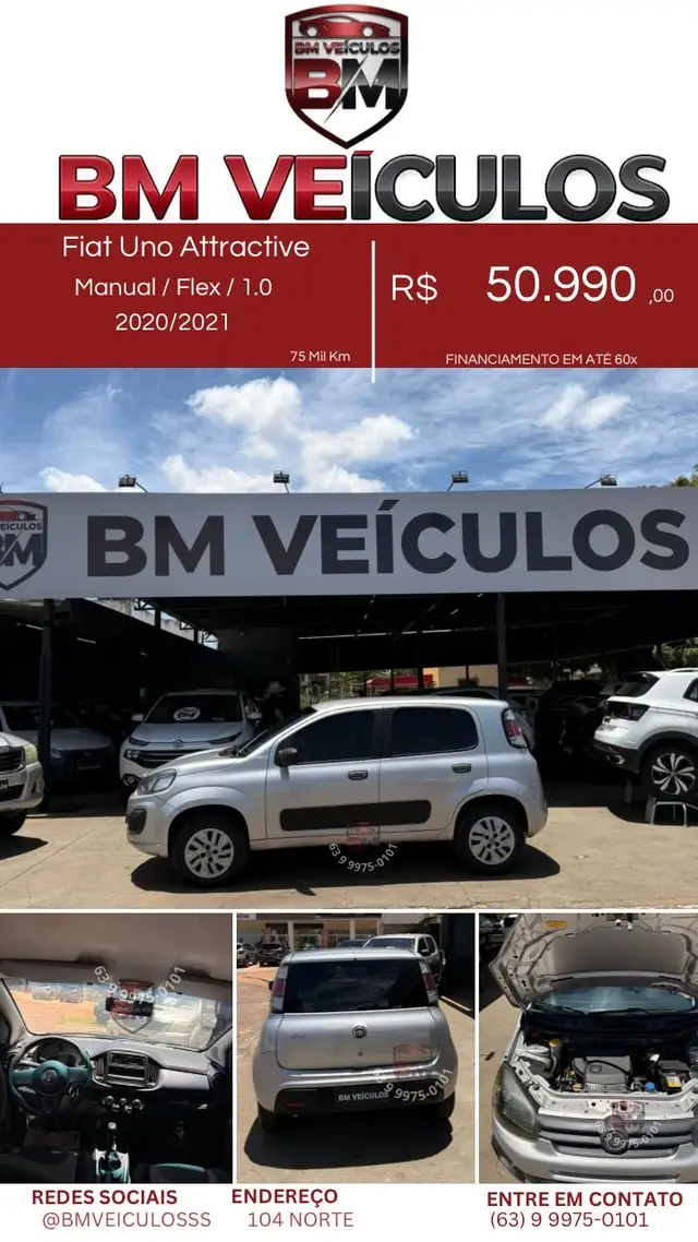 Carro Fiat Uno 2021 Attractive 1.0