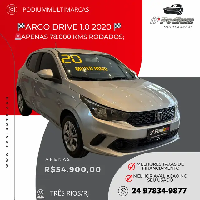 Carro Fiat Argo 2020 Drive 1.0 Firefly (Flex)