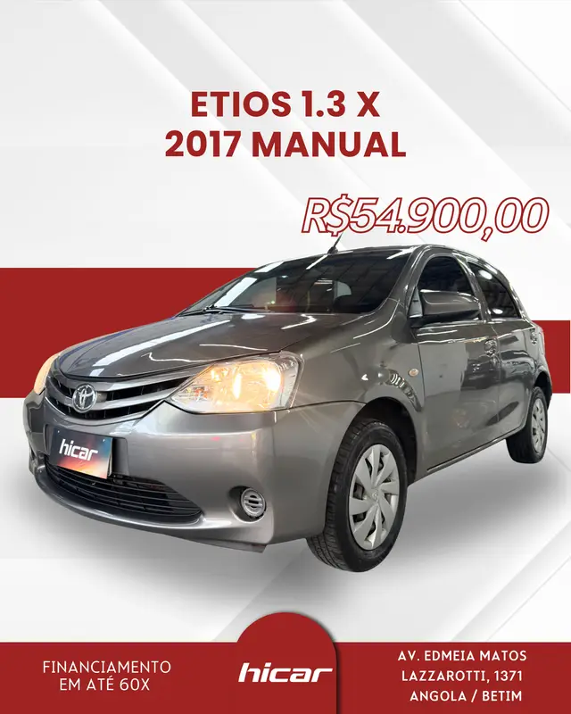 Carro Toyota Etios 2017 X 1.3 (Flex)