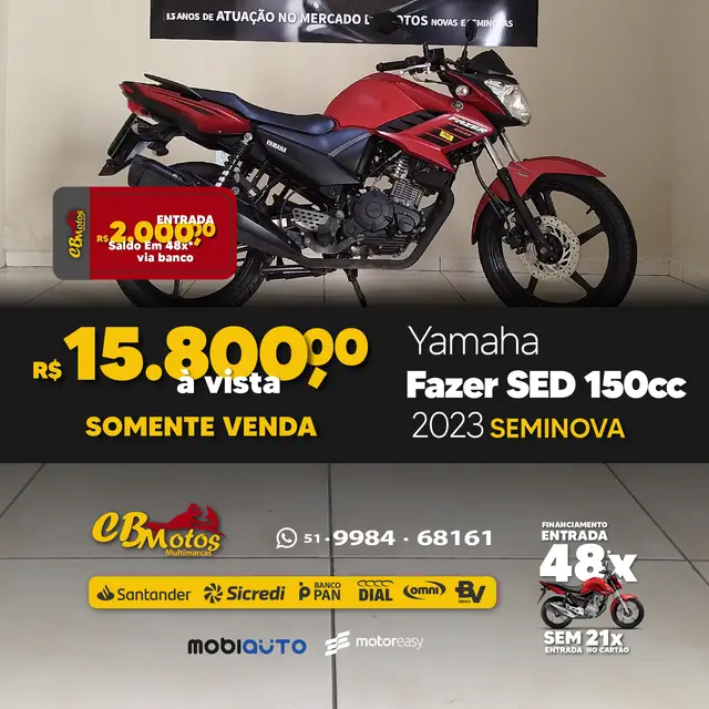 Moto Yamaha YS 150 Fazer 2023 SED
