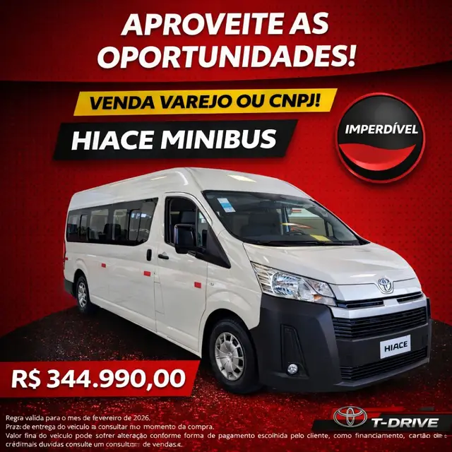 Carro Toyota Hiace 2025 Minibus DX 2.8