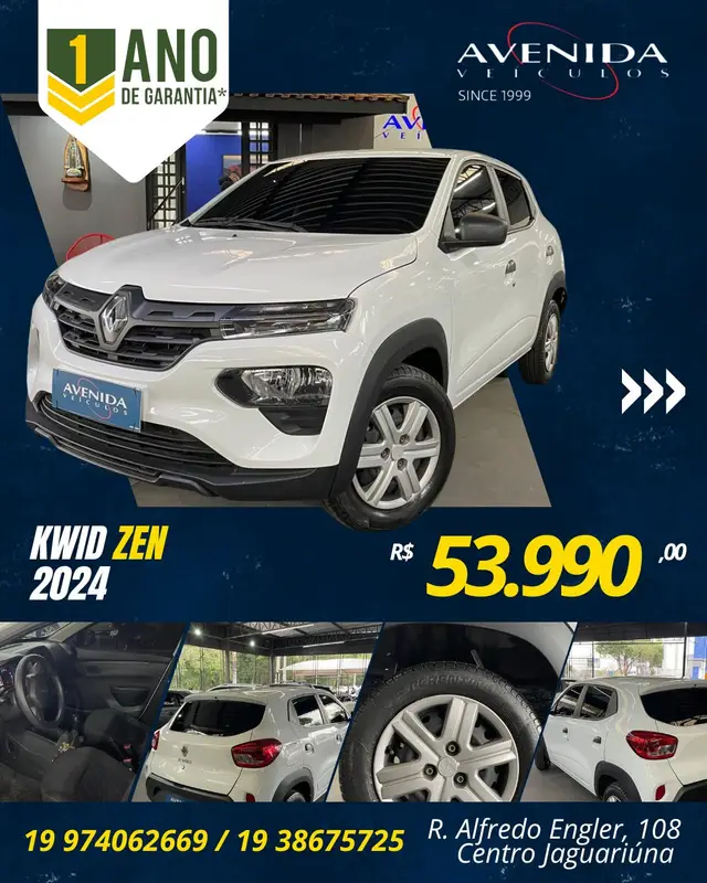 Carro Renault Kwid 2024 Zen 1.0 12v SCe (Flex)
