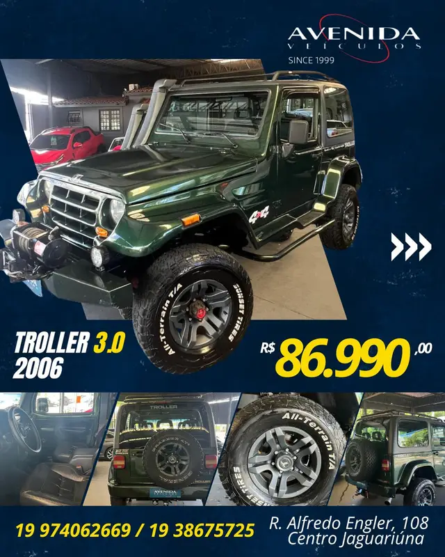 Carro Troller T4 2006 4x4 3.0 (teto lona)