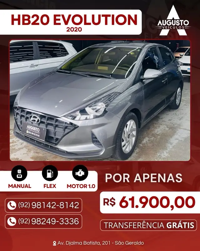 Carro Hyundai HB20 2020 Evolution 1.0