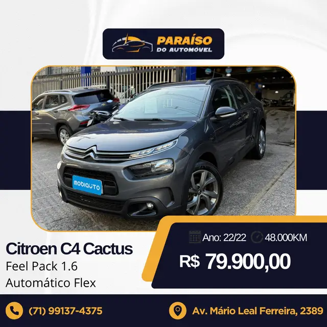 Carro Citroën C4 Cactus 2022 1.6 Feel Pack (Aut) (Flex)
