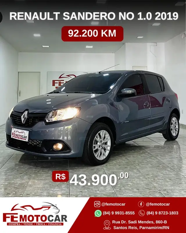 Carro Renault Sandero 2019 Authentique 1.0 12V SCe (Flex)